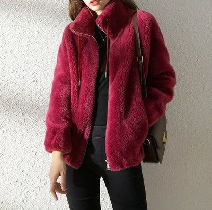 Stand-collar Double-faced Fleece Jacket